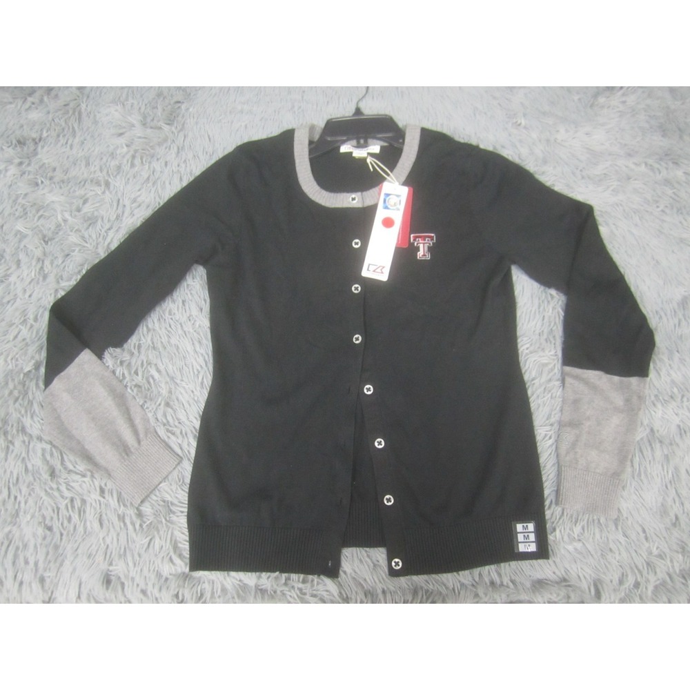 Texas Tech Cardigan Sweater Womens Medium Black Button Up NWT Casual Top